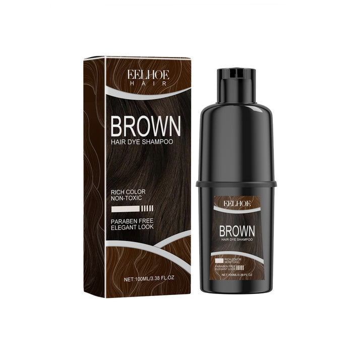 EELHOE Hair Dye Shampoo Herbal Plant Nourishing – Long-Lasting Color & Silky Soft Hair Brown 100ml EELHOE COSMETICS