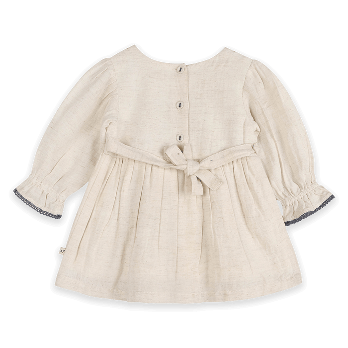 Eileen Embroidered Floral Baby Dress & Bloomer Set (Organic Cotton) - Back