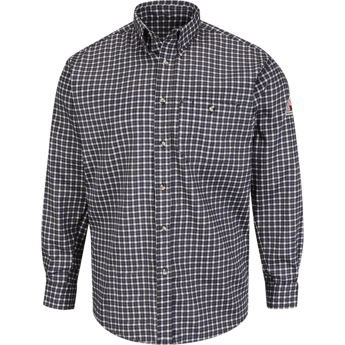 EXCEL FR PLAID DRESS SHIRT - HN-Hunter Navy Plaid | Bulwark SLG8