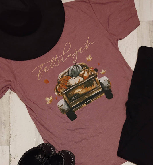 A Sparkling Mess Fallelujah Tee in black, casual top with white graphic text, displayed on a hanger.