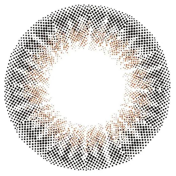 Design of the Feliamo 1-Day Tulle Brown (10pk) prescription colour contact lens dailies from Eyecandys on a white background, showing the fine pixel detail and enlarging limbal ring.