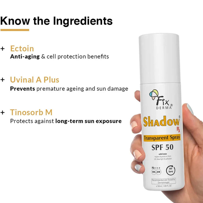 Fixderma Shadow Rx Transparent Spray Sunscreen SPF 50 PA+++