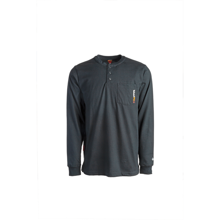 FLAME RESISTANT COTTON CORE LONG SLEEVE HENLEY WITH POCKET - 001-Black | Timberland PRO TB0A23P4