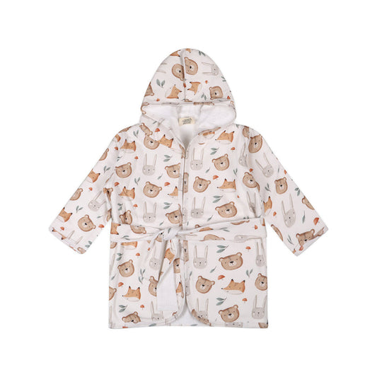 Forest Animals Bear & Fox Baby Bathrobe (Organic Jersey)