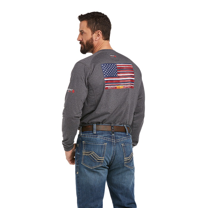 FR AIR BRAND FLAG GRAPHIC LONG-SLEEVE TOP - 010-Charcoal | Ariat 10037621