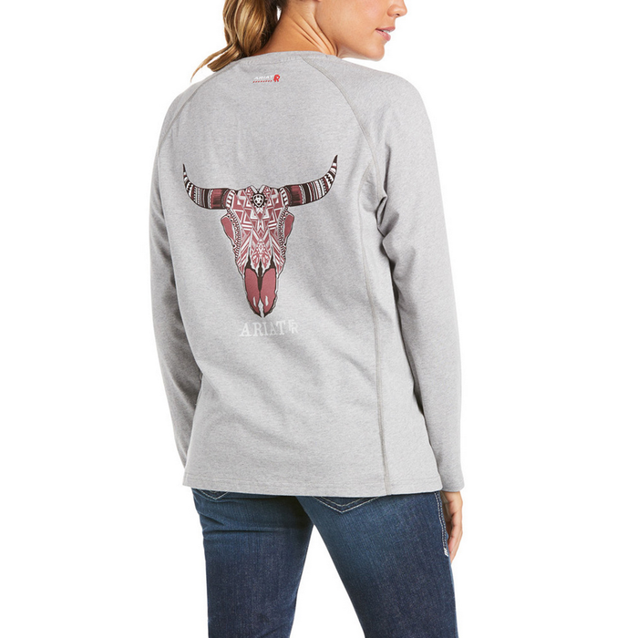 FR AIR DESERT SKULL GRAPHIC LONG-SLEEVE T-SHIRT - 020-Gray | Ariat 10035553