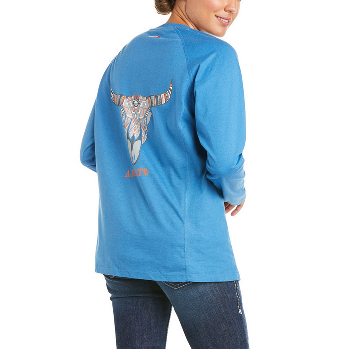 FR AIR DESERT SKULL GRAPHIC LONG-SLEEVE TEE - 400-Blue | Ariat 10035554