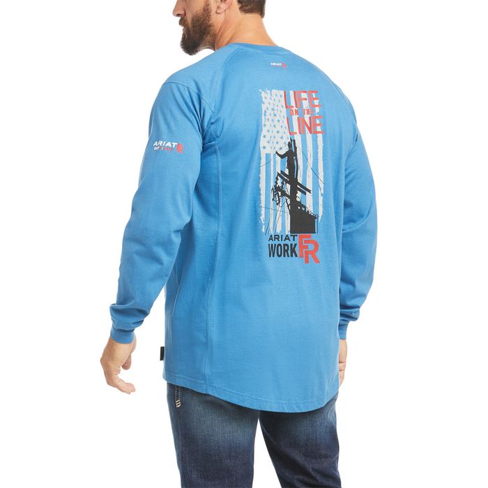FR AIR LIFE ON THE LINE GRAPHIC LONG-SLEEVE TOP - 400-Blue | Ariat 10035556