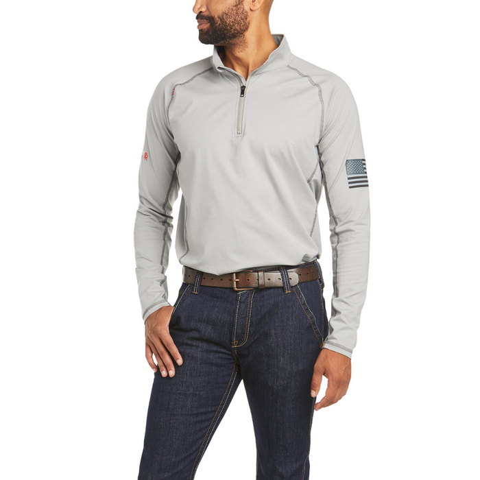 FR COMBAT STRETCH 1/4 ZIP LONG-SLEEVE WORK SHIRT - 020-Gray | Ariat 10035420