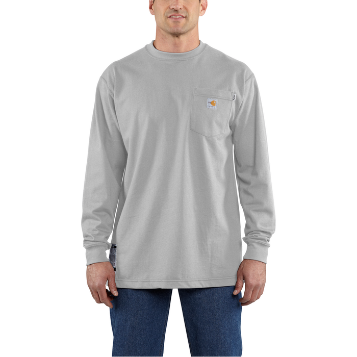 FR FORCE COTTON LONG SLEEVE T-SHIRT - 051-Light Gray | Carhartt 100235