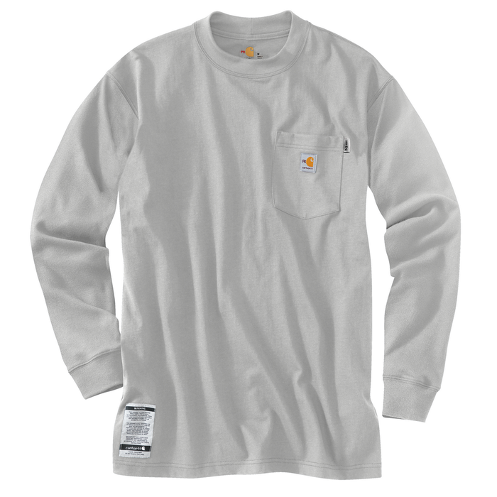 FR FORCE COTTON LONG SLEEVE T-SHIRT - 051-Light Gray | Carhartt 100235