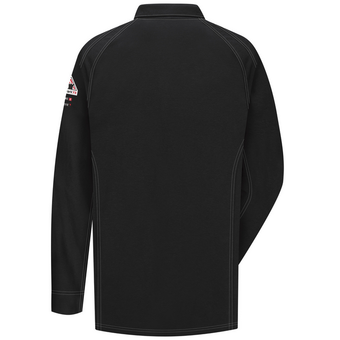 FR IQ SERIES LONG SLEEVE POLO - BK-Black | Bulwark QT12