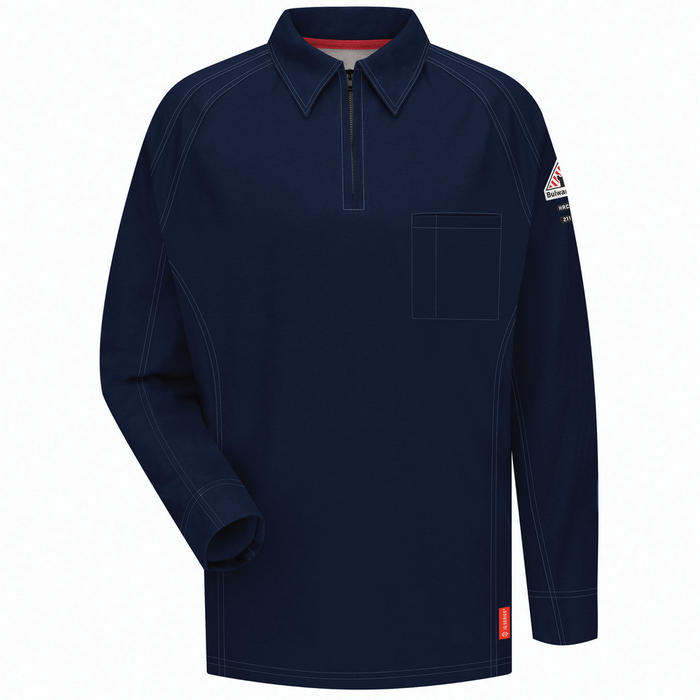 FR IQ SERIES LONG SLEEVE POLO - DB-Dark Blue | Bulwark QT12