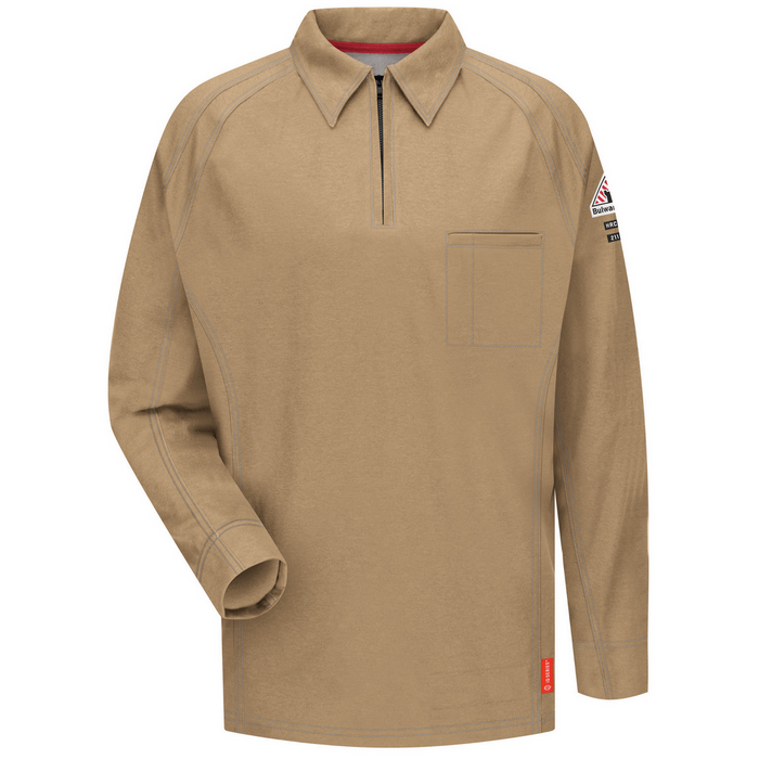 FR IQ SERIES LONG SLEEVE POLO - KH-Khaki | Bulwark QT12