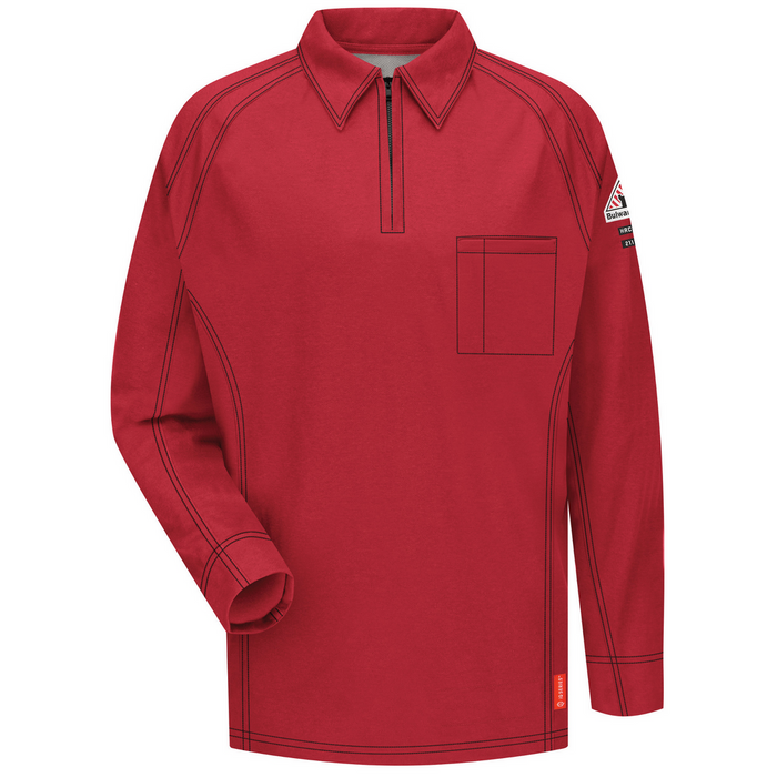 FR IQ SERIES LONG SLEEVE POLO - RD-Red | Bulwark QT12
