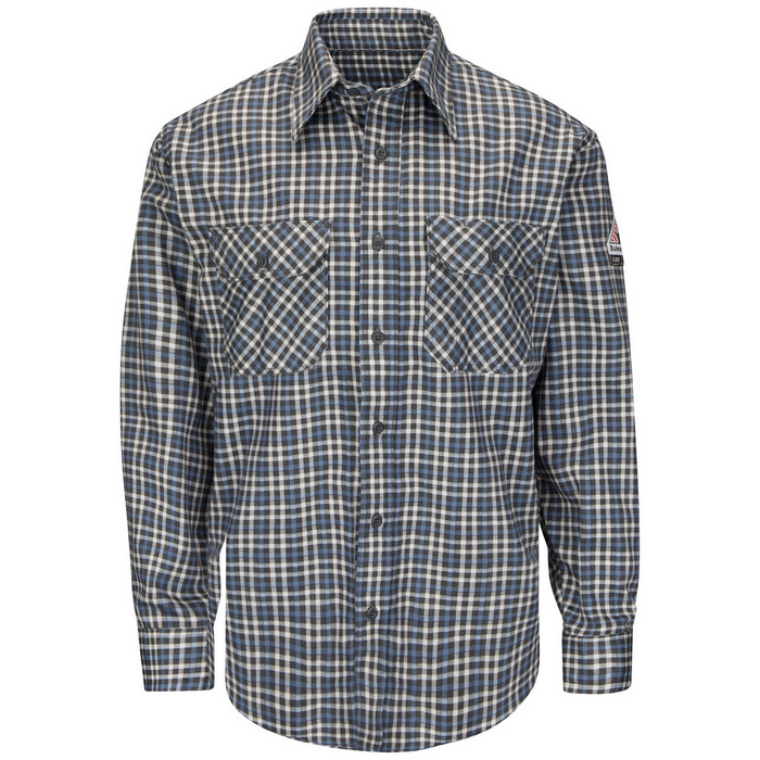 FR LIGHTWEIGHT PLAID UNIFORM SHIRT - GB-Grey Blue Plaid | Bulwark SLD6