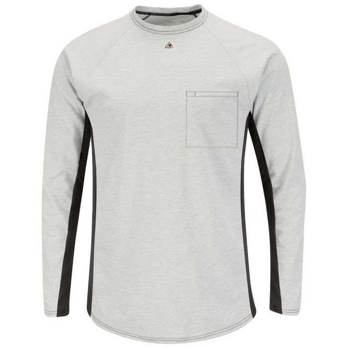 FR LONG SLEEVE BASELAYER WITH MESH GUSSET AND POCKET - GY-Grey | Bulwark MPS8