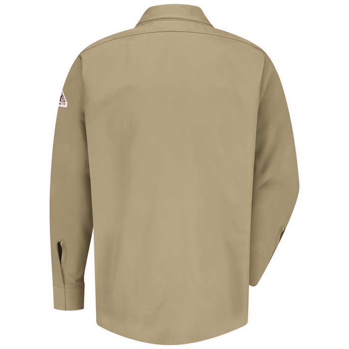 FR MIDWEIGHT GRIPPER-FRONT POCKETLESS WORK SHIRT - KH-Khaki | Bulwark SLS2