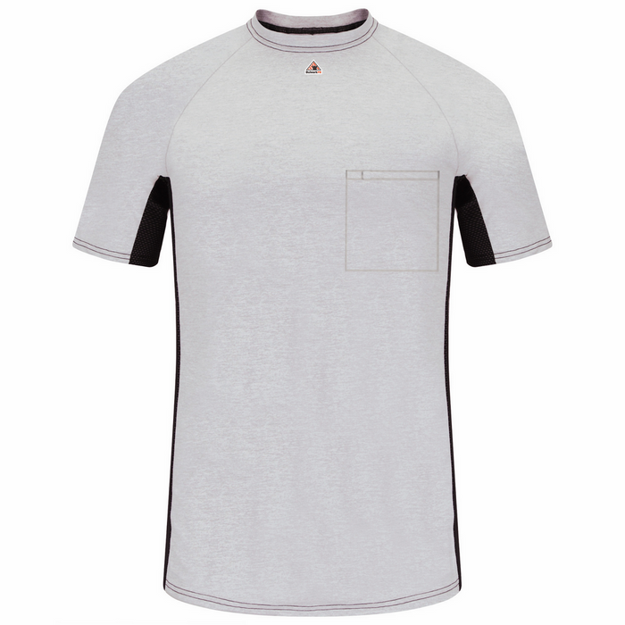 FR SHORT SLEEVE BASELAYER WITH MESH GUSSET AND POCKET - GY-Grey | Bulwark MPS4