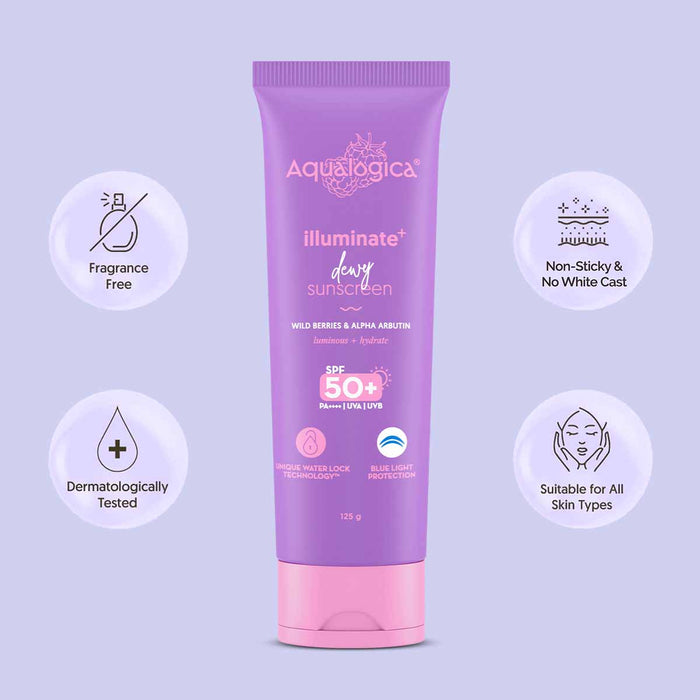 Aqualogica sunscreen SPF 50 UV blue light protection