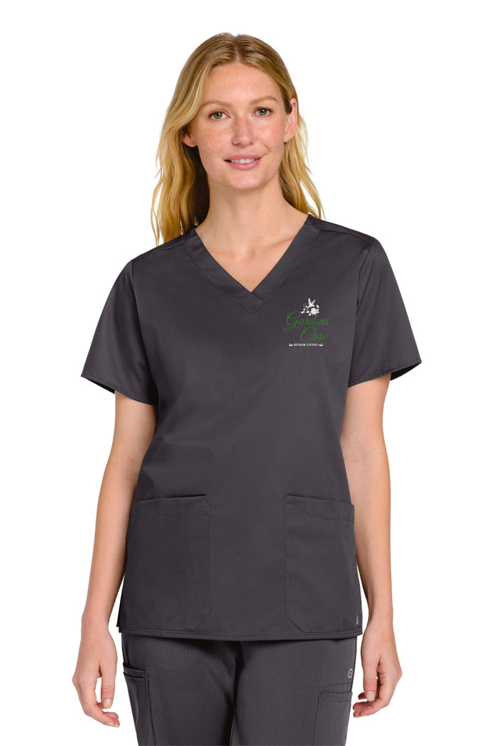 Gardens Care V-Neck Wink Scrubs Top- Ladies and Unisex