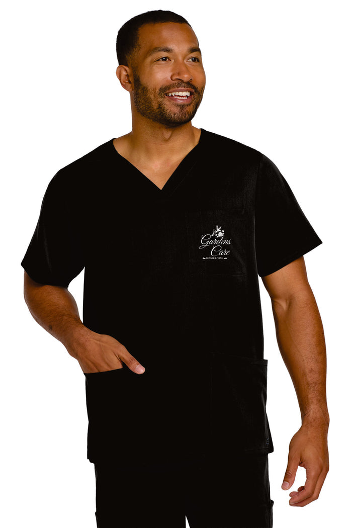 Gardens Care V-Neck Wink Scrubs Top- Ladies and Unisex