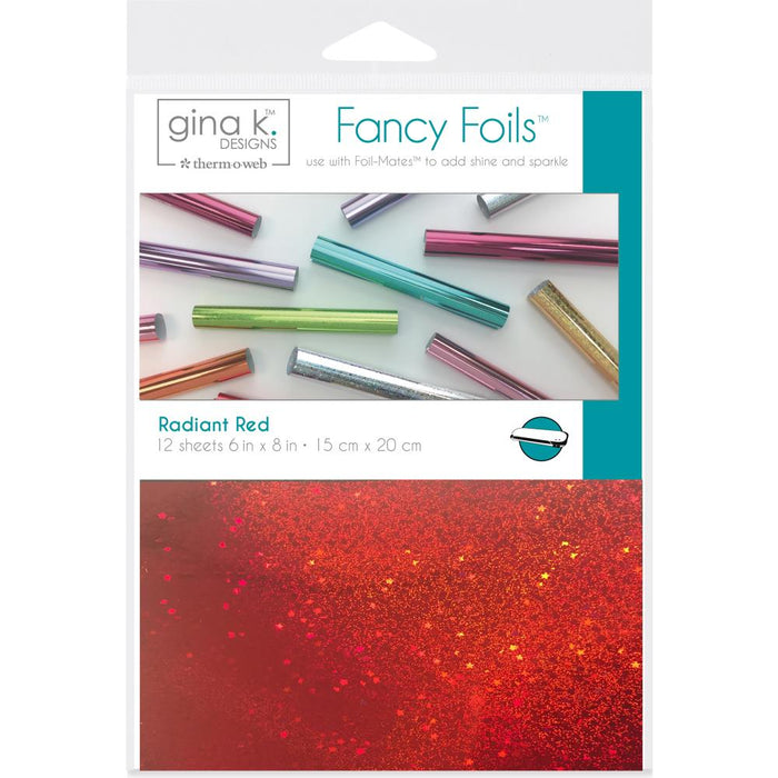 Gina K Designs - Fancy Foil 6"X8" - 12/Pkg - Radiant Red. Add sparkle and shine with Fancy Foils. They can be used as a toner-reactive foil or a textile foil. Available at Embellish Away located in Bowmanville Ontario Canada.