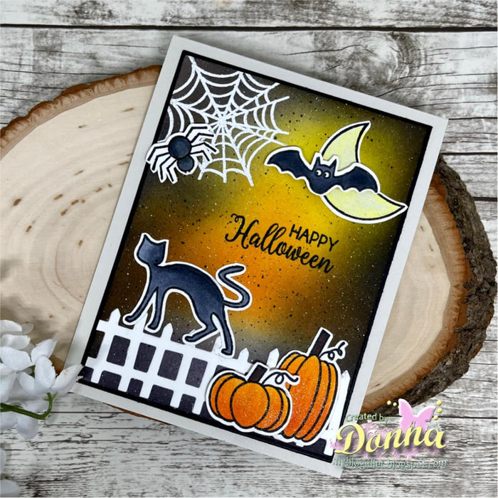 Gina K. Designs - Stamps - Frightful and Delightful. Frightful and Delightful is a stamp set by Beth Silika. This set is made of premium clear photopolymer and measures 6" X 8".   Made in the USA. Available at Embellish Away located in Bowmanville Ontario Canada. Card design by Donna.