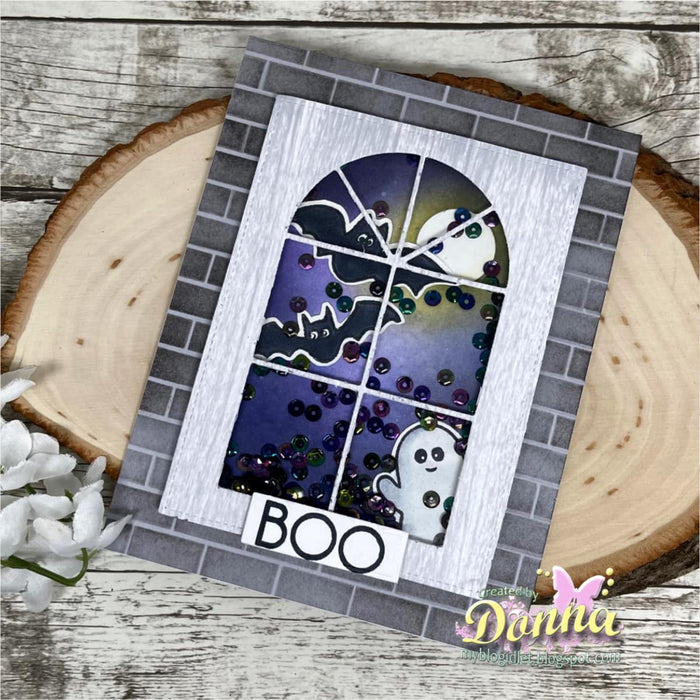 Gina K. Designs - Stamps - Frightful and Delightful. Frightful and Delightful is a stamp set by Beth Silika. This set is made of premium clear photopolymer and measures 6" X 8".   Made in the USA. Available at Embellish Away located in Bowmanville Ontario Canada. Card design by Donna.