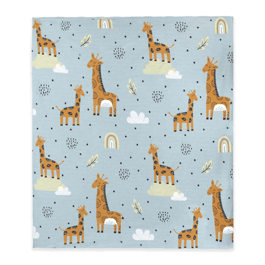 Giraffe Safari - Cozy Sherpa Jacquard Sweater Knit Baby Blanket (Organic Cotton)
