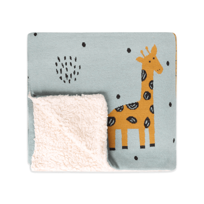 Giraffe Safari - Cozy Sherpa Jacquard Sweater Knit Baby Blanket (Organic Cotton)