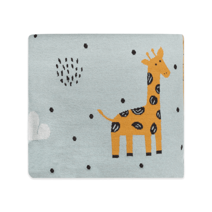 Giraffe Safari - Cozy Sherpa Jacquard Sweater Knit Baby Blanket (Organic Cotton)