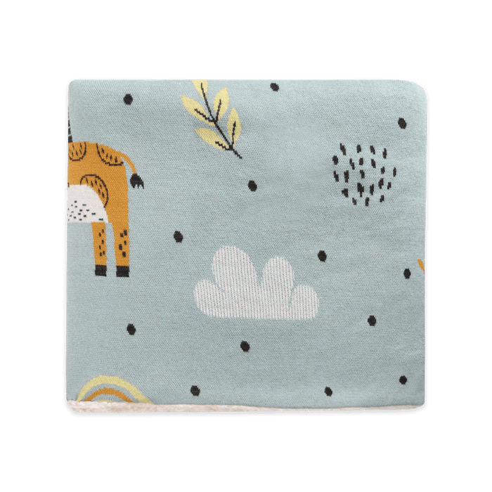 Giraffe Safari - Cozy Sherpa Jacquard Sweater Knit Baby Blanket (Organic Cotton)