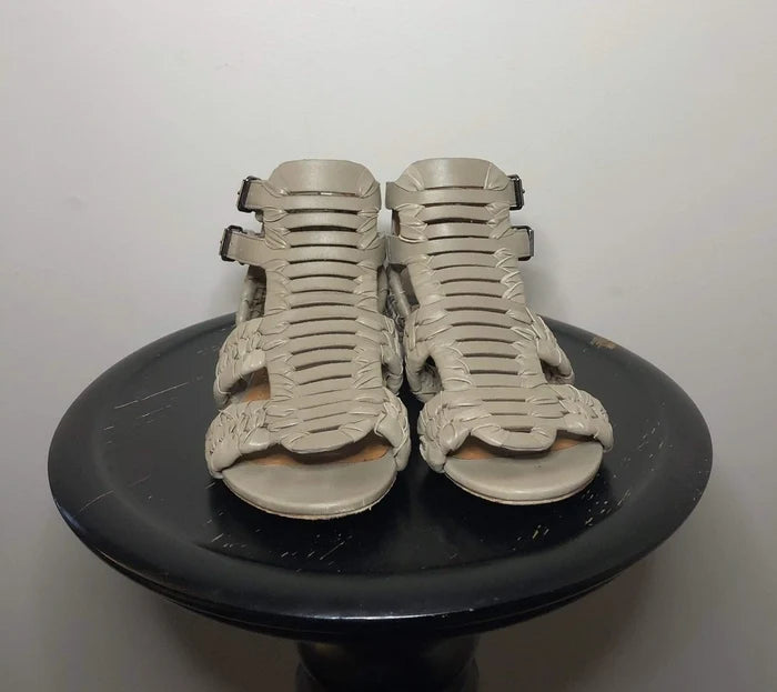 Givenchy taupe leather cage gladiator sandals size 35 with strappy design and open toe for stylish summer footwear