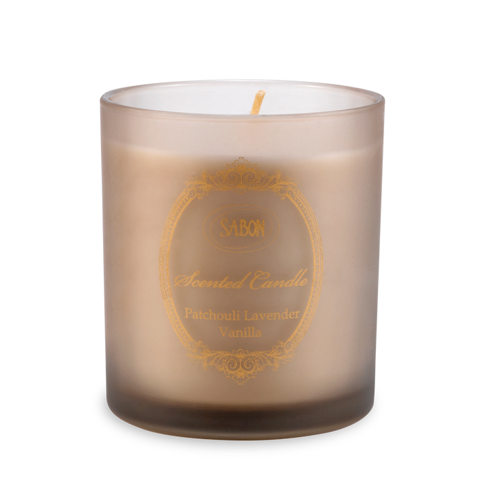 Glass Candle Patchouli Lavender Vanilla Large