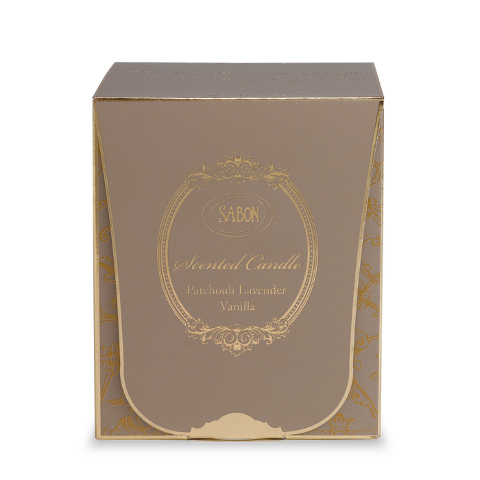 Glass Candle Patchouli Lavender Vanilla Large
