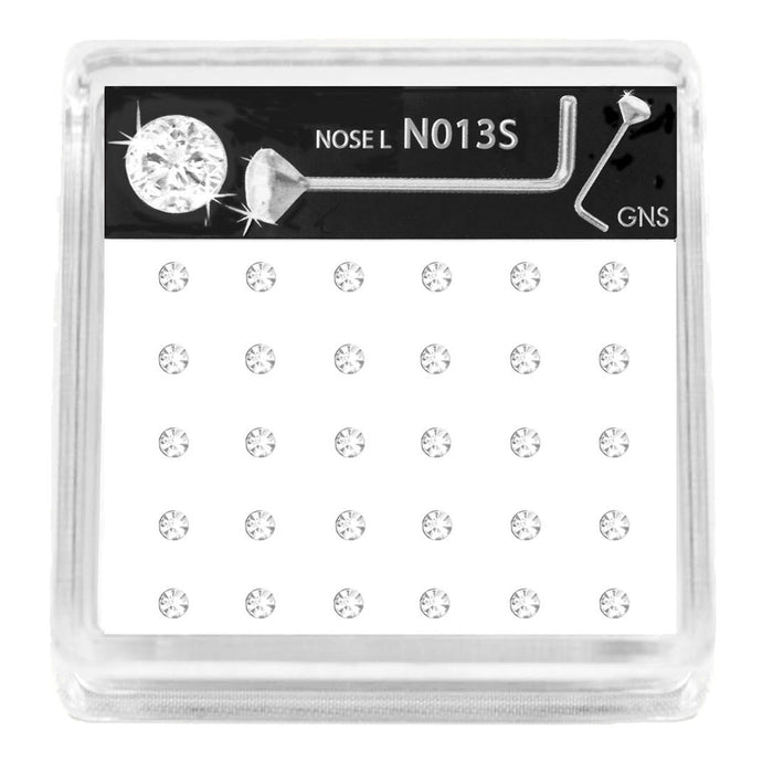 GNS Nose L 1 Stone Silver 30pcs - ikatehouse