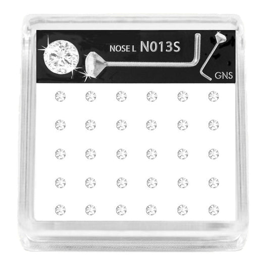 GNS Nose L 1 Stone Silver 30pcs - ikatehouse