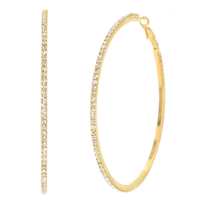 GNS Rhinestone Hoop Earring Gold - ikatehouse