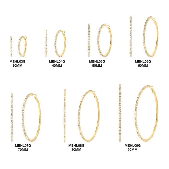GNS Rhinestone Hoop Earring Gold - ikatehouse