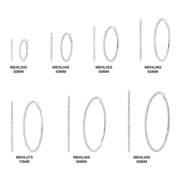 GNS Rhinestone Hoop Earring Silver - ikatehouse