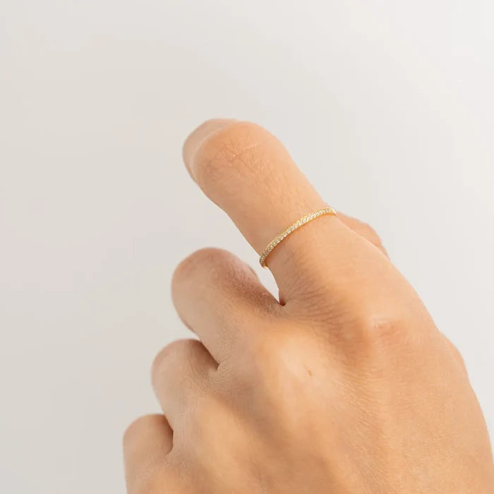 Gold Dainty Diamond Ring Band