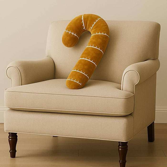 Gold Velvet Candy Cane Filled Throw Pillow