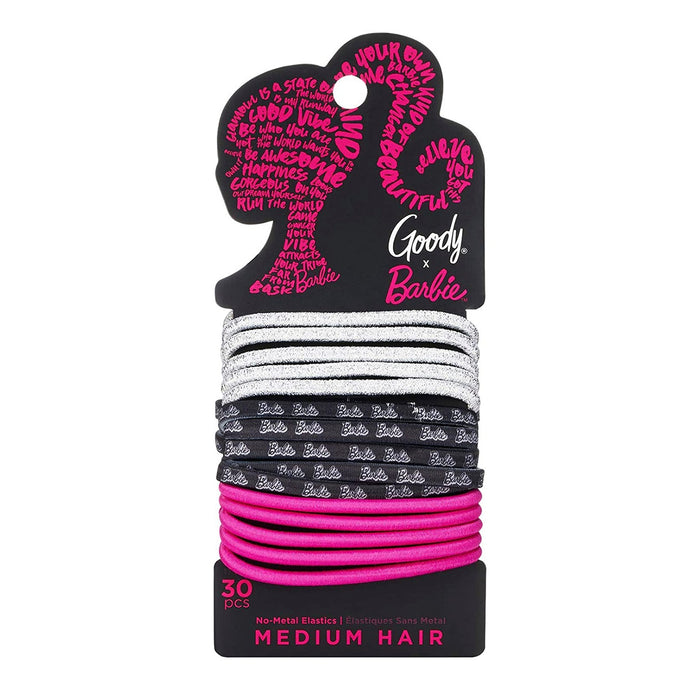 Goody x Barbie No-Metal Elastics Medium Hair 30pcs - ikatehouse
