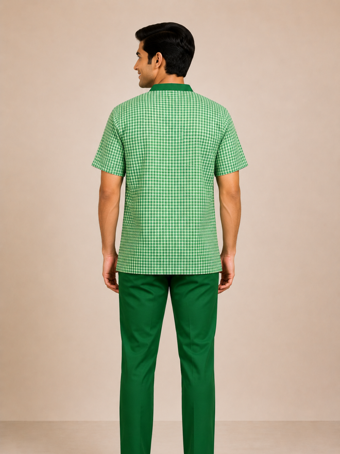 GREEN V NECK PATIENT DRESS FOR MEN