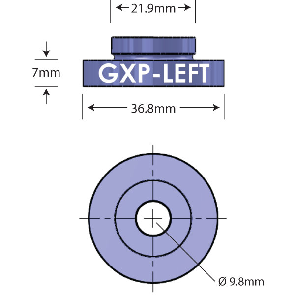 GXP-LEFT Open Bore Adapter Dimensions