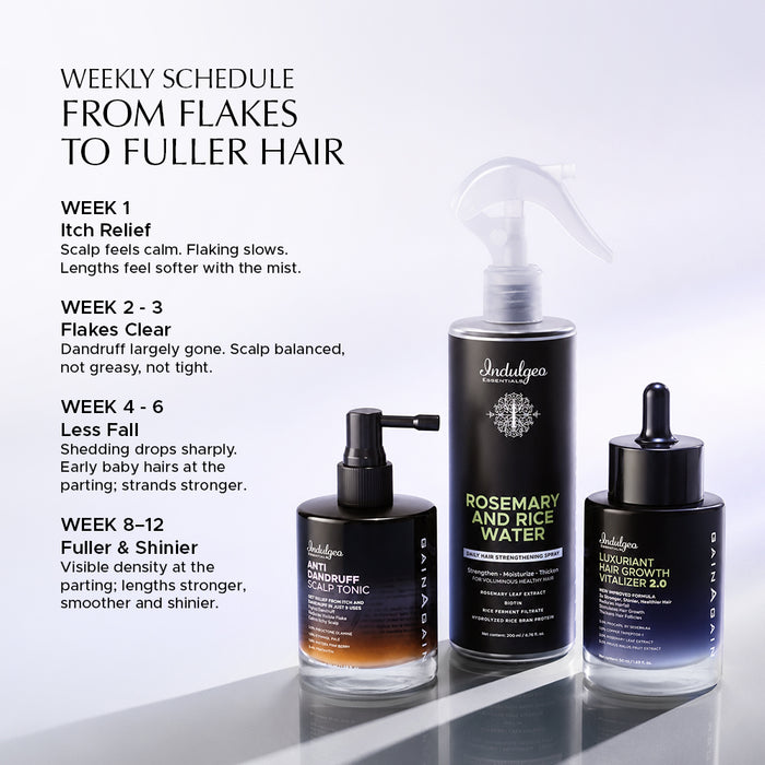 Haircare Combo: Anti-Dandruff Scalp Tonic + Hair Vitalizer 2.0 + Rosemary & Rice Water Mist