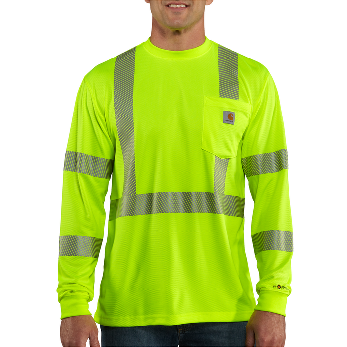 HI-VIS FORCE LONG SLEEVE CLASS 3 TEE - 323-Brite Lime | Carhartt 100496
