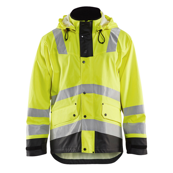 HI-VIS RAIN JACKET - 3399-Yellow Black | Blaklader 43122003