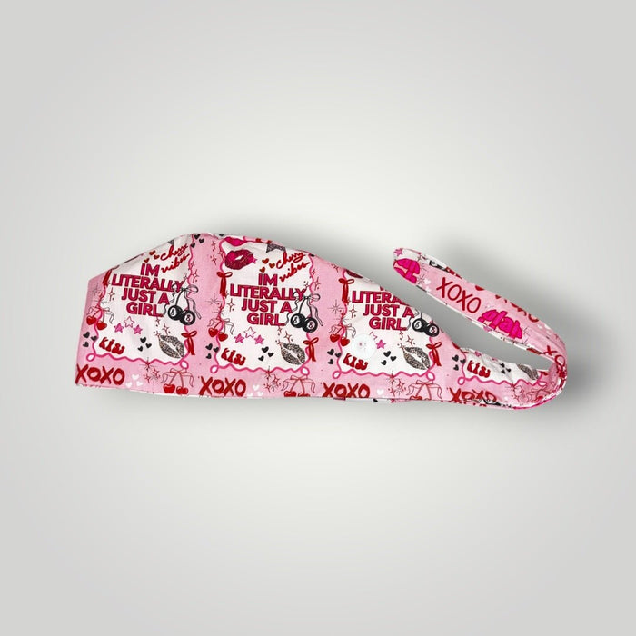 Im Literally Just A Girl Satin - Lined Tie Back Scrub Caps - Nursecaresuites - Online Healthcare BoutiqueScrub CapAdjustable Scrub CapAdjustable Tie Backaesthetic healthcare worker
